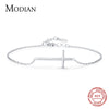 Modian 100% 925 Sterling Silver Classic Simple Cross Religious Adjustable Bracelets Chain For Women Fine Jewelry Accessories