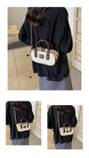 TRENDY BOWLING TOTE HANDBAG.- PURE , ROYAL, BEAUTY.