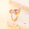 Skyrim Zircon Heart Ring Stainless Steel Gold Color Open Rings Fashion Aesthetic Wedding Jewelry Gift Wholesale