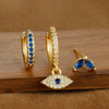 3pcs Stainless Steel Blue Zircon Evil Eye Hoop Earrings Set For Women 18K Gold Plated Cartilage Piercing Earring Fashion Jewelry