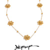 Yhpup Stainless Steel Flower Chain Fashion Necklace PVD Plated Golden Waterproof Polished High Quality Jewelry for Women