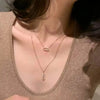 925 Sterling Silver Double-layer Fashionable necklace, Luxurious and Atmospheric Design with Movable Zircon, Holiday Gift