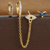 3pcs Stainless Steel Blue Zircon Evil Eye Hoop Earrings Set For Women 18K Gold Plated Cartilage Piercing Earring Fashion Jewelry