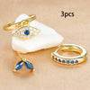 3pcs Stainless Steel Blue Zircon Evil Eye Hoop Earrings Set For Women 18K Gold Plated Cartilage Piercing Earring Fashion Jewelry