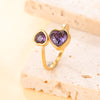 Skyrim Zircon Heart Ring Stainless Steel Gold Color Open Rings Fashion Aesthetic Wedding Jewelry Gift Wholesale