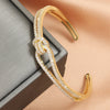 Yupsk Classic Shiny Knotted Cubic Zirconia Open Bracelets For Women Men Luxury Sliver Gold Color Wedding Party Jewelry