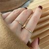 2PCS/Set Stainless Steel Rainbow Color Cubic Zircon Stone Finger Rings for Women INS Gold Color Waterproof Stars Ring Jewelry