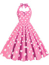 CASUAL POLKA DOT HALTER DRESS