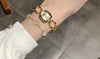 GEDI Women's Watch Fashion Gold Hollow Strap Quartz Niche Light Luxury Vintage Casual Square Dial Female Wrist Watch Gifts