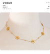 Yhpup Stainless Steel Flower Chain Fashion Necklace PVD Plated Golden Waterproof Polished High Quality Jewelry for Women