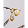 Yhpup Fashion Baroque Simulated Pearls Drop Dangle Statement Earrings Golden Stainless Steel Fashion Daily Jewelry for Women