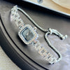 Cross-border new small square bracelet pull women's watch free adjustment square chain diamond set small ladies quartz watch