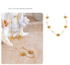 Yhpup Stainless Steel Flower Chain Fashion Necklace PVD Plated Golden Waterproof Polished High Quality Jewelry for Women