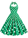 CASUAL POLKA DOT HALTER DRESS