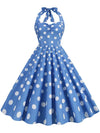 CASUAL POLKA DOT HALTER DRESS