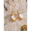 Yhpup Fashion Baroque Simulated Pearls Drop Dangle Statement Earrings Golden Stainless Steel Fashion Daily Jewelry for Women