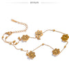 Yhpup Stainless Steel Flower Chain Fashion Necklace PVD Plated Golden Waterproof Polished High Quality Jewelry for Women