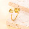 Skyrim Zircon Heart Ring Stainless Steel Gold Color Open Rings Fashion Aesthetic Wedding Jewelry Gift Wholesale