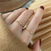 2PCS/Set Stainless Steel Rainbow Color Cubic Zircon Stone Finger Rings for Women INS Gold Color Waterproof Stars Ring Jewelry