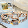 Cross-border new small square bracelet pull women's watch free adjustment square chain diamond set small ladies quartz watch