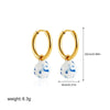 Elegant White Blue Porcelain Enamel Chunky Ear Stud Hoop Earrings Women Stainless Steel Gold Plated U Shape Drop Earring Jewelry