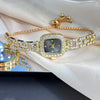 Cross-border new small square bracelet pull women's watch free adjustment square chain diamond set small ladies quartz watch