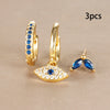 3pcs Stainless Steel Blue Zircon Evil Eye Hoop Earrings Set For Women 18K Gold Plated Cartilage Piercing Earring Fashion Jewelry