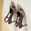 STEP INTO TIMELESS GLAMOUR , ELEGANT HEELED SANDALS.-
