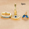 3pcs Stainless Steel Blue Zircon Evil Eye Hoop Earrings Set For Women 18K Gold Plated Cartilage Piercing Earring Fashion Jewelry