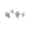 New Stainless Steel Casting Black Rose Flower Plants Stud Earrings Silver Color Earring For Women Unusual Exquisite Body Jewelry