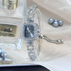 Cross-border new small square bracelet pull women's watch free adjustment square chain diamond set small ladies quartz watch