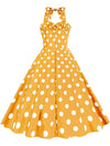 CASUAL POLKA DOT HALTER DRESS