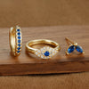 3pcs Stainless Steel Blue Zircon Evil Eye Hoop Earrings Set For Women 18K Gold Plated Cartilage Piercing Earring Fashion Jewelry