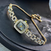 Cross-border new small square bracelet pull women's watch free adjustment square chain diamond set small ladies quartz watch